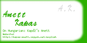 anett kapas business card